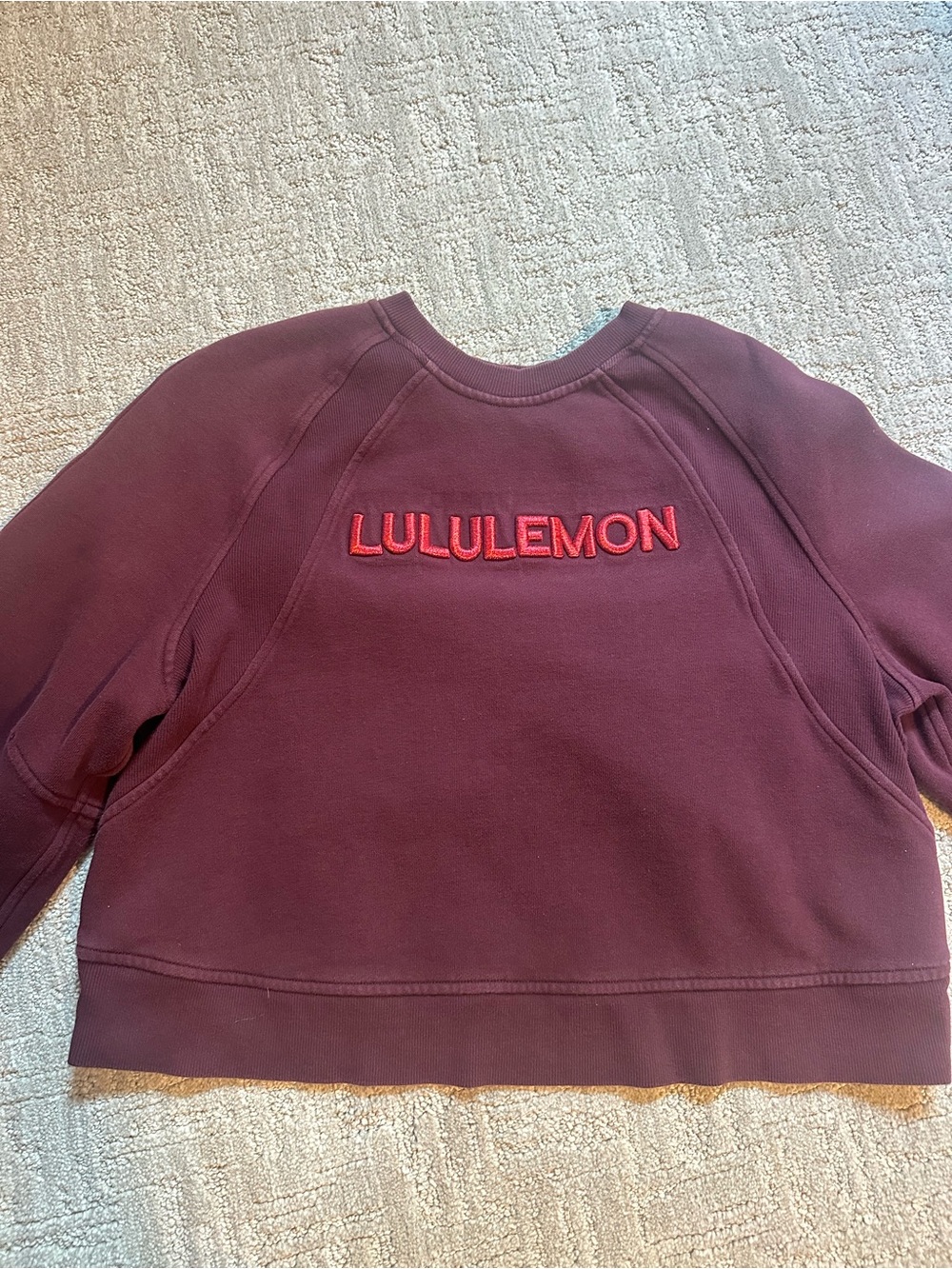lululemon athletica Women's Burgundy Crew Sweatshirt with Red Logo